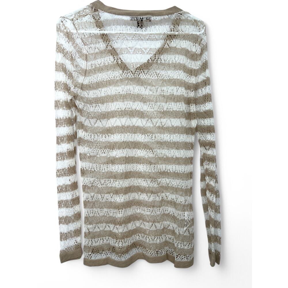 Tommy Bahama | M | Open Knit V-neck Pullover Sweater Stripped Crochet - Picture 4 of 4